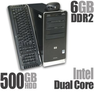 HP Pavilion a6742p Desktop,2.6GHz Pentium E5300,6GB,500GB,DVD+/-R/RW, Integrated 10/100/1000 Base-T networking interface, Memory card reader, Keyboard and mouse ,Windows Vista Home Premium, Factory Refurbished