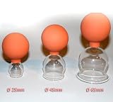 Schröpfgläser 3 im SET 25-45-65 mit Saugball Schröpfglas Feuerlos NEU