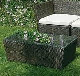Review The Urban Garden  / conservatory or garden coffee table made from synthetic rattan with tempered glass table top