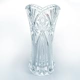 Lilac Crystal Clear Cut Glass Vase 9-1/4" Tall, Gift Boxed