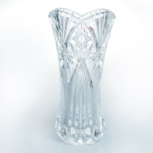 Lilac Crystal Clear Cut Glass Vase 9-1/4" Tall, Gift Boxed