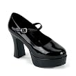 Women's WIDE WIDTH SHOES 4 Inch Sexy Black Patent Mary Jane Platform Shoe