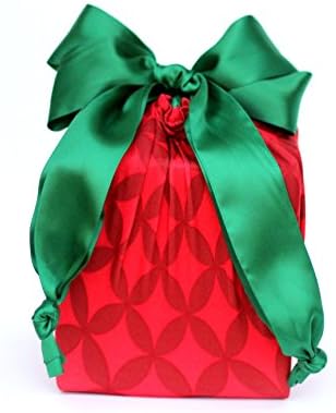 Eco Friendly + Reusable Stretchy Fabric Gift Wrap - Red Wreath (Large/X-Large Combo Pack)