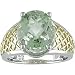 14K Yellow Gold and Sterling Silver Green Amethyst Ring