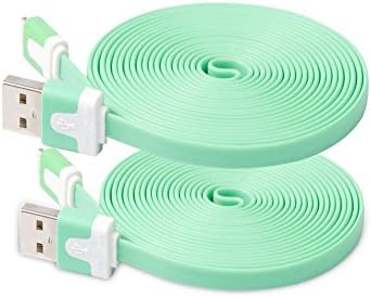 Noovalink(TM) 2pcs 3FT 8pin to USB Noodle Flat Data Sync and Charing cable Charger Power Cord Wire Multi Color for iPhone 5 5s 5C iPhone 6 iPhone 6 plus iPod Touch Nano 7th Gen (Green)
