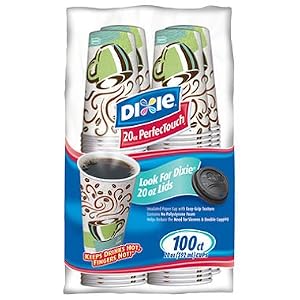 Dixie Perfectouch Insulated Paper Hot Cup, Coffee Haze Design, 100 Count