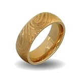 Mens Gold Plate Stainless Steel Mokume Gane Swirl Ring