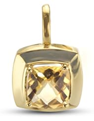 Sunshine Yellow Square Shaped Gold Plated Sterling Silver Pendant With A Cushion Cut Natural Citrine Center Stone.