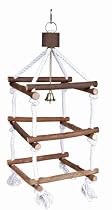 Trixie Natural Living Wooden Bird Tower with Ropes for Pet Parakeets and Cockatiels
