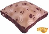 LARGE PET DOG CAT SOFT FLEECE BED CUSHION - BEIGE/CHOC