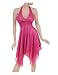 d025 Halter Back Salsa Dance Dress Hanky Hem