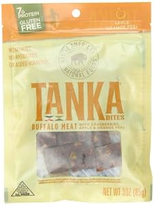 Tanka Buffalo Meat Bites with Apple and Orange Peel, 3 Ounce (Pack of 6)
