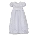 Newborn Girls' Christening Gown Set with Circle Lace and Bubble Skirt - White