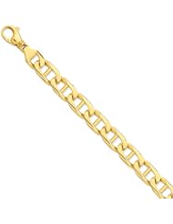 14k Yellow Gold 8in 11mm Hand-polished Anchor Link Chain Bracelet