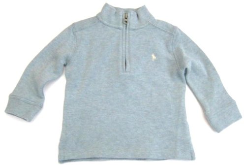 Ralph Lauren Baby Girls / Boys 1/4-zip Sweatshirt in Lt. Blue, Ivory Pony (Boys / Girls)