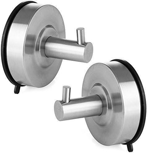 GCUP SUS 304 Stainless Steel Suction Cup Hook Removable and Heavy Duty Kitchen &amp; Bathroom Storage Contemporary Style - 2 Packs