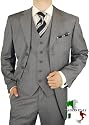 Gino Valentino Vested Mens Suit Made in Italy Australian Worsted Merino Wool / Silk 150's Canvas Front Jacket + Flat Front Pants + Vest 3 Button 3pc Three Button Business Suit Gray Stripe