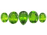 APPROXIMATELY 1.20CTW OVAL AND PEAR SHAPE MM VARIES RUSSIAN CHROME DIOPSIDE SET OF 5