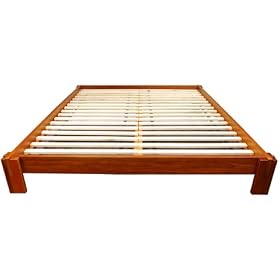 Japanese Asian Style Design Look - Honey Zen Simple Wood Platform Bed - Twin, Queen, King, Cal King