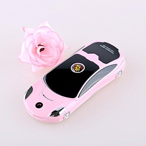 Unlocked F8 Sports Car Cell Phone bar phone Quad Band Dual SIM MP3/MP4 Mobile Camera racing car Sport car Gift FM(Pink)