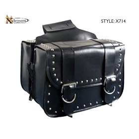 Waterproof Studded Classic Black Motorcycle Saddlebag