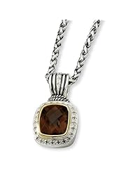 Sterling Silver 8.06 Smokey Quartz & 1/5ct. Diamond 18in Necklace