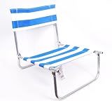 Outdoor Living : Key West Folding  Chair with Carry Handles. (Stainless Steel with blue / white striped canvas)