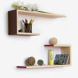 IMAGE OF Trista - [Elegance & Grace] Crutch-Shaped Leather Wall Shelf / Bookshelf / Floating Shelf (Set of 2)