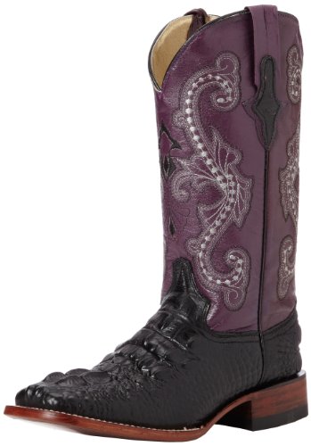 Ferrini Women's Print Hornback Caiman Western Boot,Black/Purple,10 B US