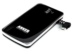 Anker&reg; SlimTalk 3200mAh Backup External Battery Pack and Charger (Power Bank) with Embedded Micro-USB and Flashlight for iPhone 4/4S/3GS, iPod (require your own cable for Apple); Android Smartphones, PSP, MP3/MP4/MP5 Players and Many More Mobile Devices - Black, 0.4 Inch Thick, Ultra Slim and High Capacity