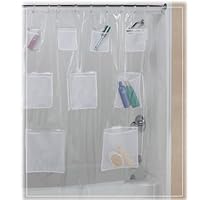 Pockets Clear Vinyl Shower Curtain