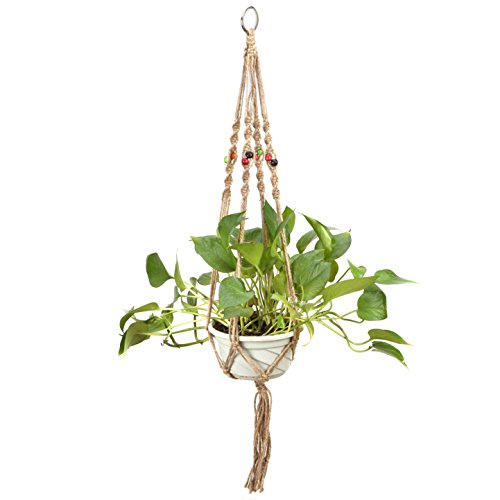 eBoot Plant Hanger Macrame Jute 4 Legs for Indoor Outdoor Ceiling Deck Balcony Round and Square Pots (35.5 Inches)