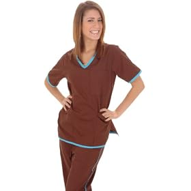 Women's Designer Contrast Trim Scrub Set (8 colors, XS-3X)