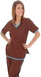 Womens Designer Contrast Trim Scrub Set (8 colors, XS-3X)