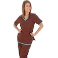 Women's Designer Contrast Trim Scrub Set (8 colors, XS-3X)