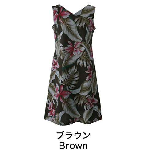 (マジュン) MAJUNかりゆしウェア(沖縄版アロハシャツ) レディース ノースリーブ 蘭リーフ