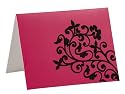 Think Posh Fuschia Pink/Black Flock Notecards (Pack of 10 Cards + Matching Envelopes) - Wedding Stationery