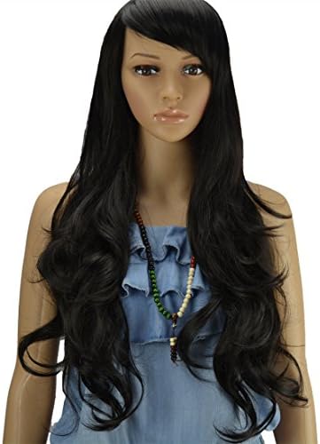 LinRin Nature Women's Black Brown Long Full Curly Wavy Glamour Hair Wig