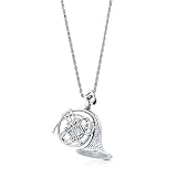 Silver Tone Crystal French Horn Music Instrument Pendant Necklace