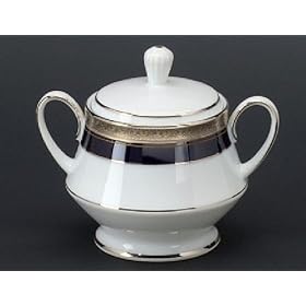 Noritake Crestwood Cobalt Platinum Sugar Bowl with Cover by Noritake