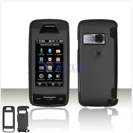 Solid Black RUBBER FEEL SOFT GRIP Case Cover for Brand LG Voyager VX10000 VX-10000 Protective Cell Phone Hard SNAP-ON
