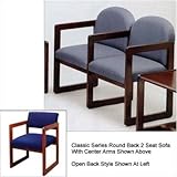 IMAGE OF Classic Series 2 Seat Sofa with Center Arm (open back) Base: Sled, Finish: Medium, Material: Essex Pewter Fabric