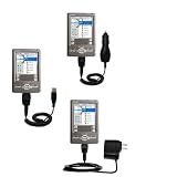 Deluxe Kit for the Sony Clie TJ27 includes a USB cable with Car and Wall Charger - Gomadic Brand w/ TipExchange Technology