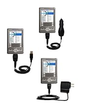 Deluxe Kit for the Sony Clie TJ27 includes a USB cable with Car and Wall Charger - Gomadic Brand w/ TipExchange Technology