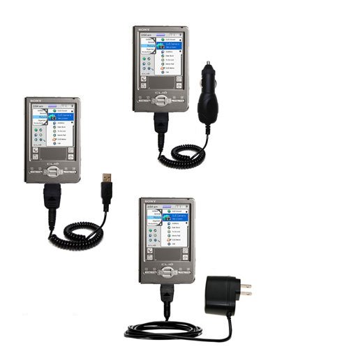 Deluxe Kit for the Sony Clie TJ27 includes a USB cable with Car and Wall Charger - Gomadic Brand w/ TipExchange Technology