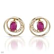 Earrings With 1.15ctw Precious Stones - Genuine Diamonds and Rubies Beautifully Designed in Yellow Gold Length 13mm