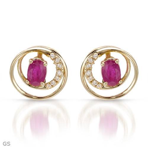 Genuine Morne Rouge (TM) Earrings. 1.15 Ctw Ruby Gold Earrings - Material/Stone: Ruby. 2.3 Grams in Weight and 13 mm in Length. 100% Satisfaction Guaranteed.