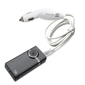 Car Charger Adapter + 2 in 1 function 10 FT USB Data Transfer Cable for FLIP Mino , Mino HD, Flip Ultra & Flip Video Camcorder by ChargerCity