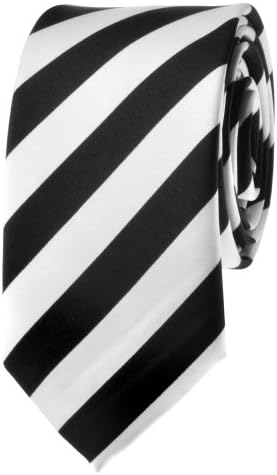 TopTie Unisex New Fashion Black & White College Stripe Skinny 2" Inch Necktie