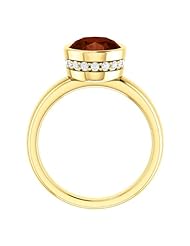 14K Yellow Gold 10.00x8.00mm Oval Cut Mozambique Garnet and Diamond Ring -- LIFETIME WARRANTY